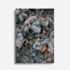 cuadro canvas montañas y nieve pinos nevados hojas naranjas vertical