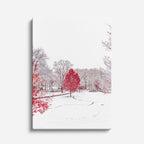 cuadro canvas montañas y nieve árbol rojo parque nevado vertical