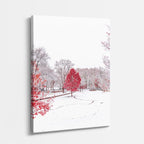 cuadro canvas montañas y nieve árbol rojo parque nevado vertical