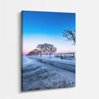 cuadro canvas montañas y nieve carretera nevada árbol solitario vertical