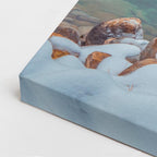 cuadro canvas montañas y nieve lago teal montañas nevadas rocas vertical