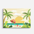 cuadro canvas mar y playa playa verano sombrilla ilustración horizontal
