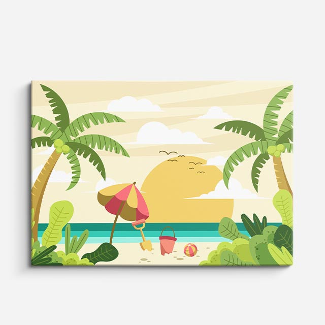 cuadro canvas mar y playa playa verano sombrilla ilustración horizontal