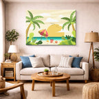 cuadro canvas mar y playa playa verano sombrilla ilustración horizontal