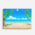 cuadro canvas mar y playa playa tropical palmeras cielo azul horizontal