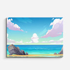 cuadro canvas mar y playa playa rocas nubes ilustración horizontal