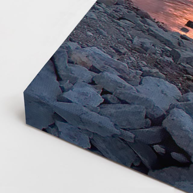 cuadro canvas mar y playa playa oscura atardecer dramático horizontal