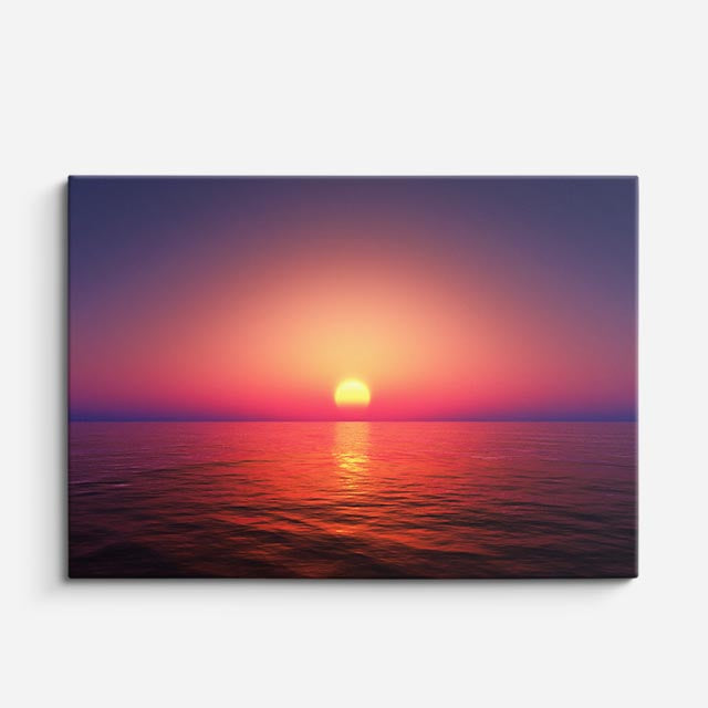 cuadro canvas mar y playa atardecer rojo mar tranquilo horizontal
