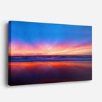 cuadro canvas mar y playa playa atardecer azul vibrante horizontal