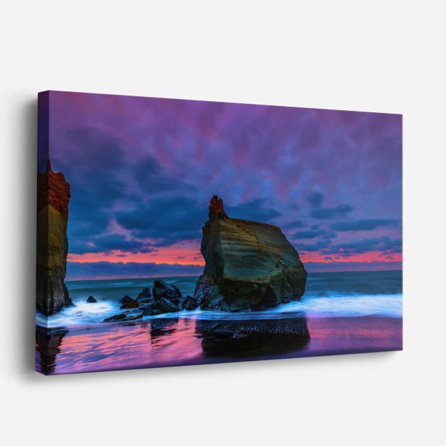 cuadro canvas mar y playa barca hielo atardecer dramático horizontal