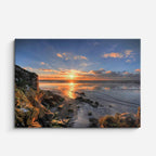 cuadro canvas mar y playa acantilado atardecer rocas horizontal