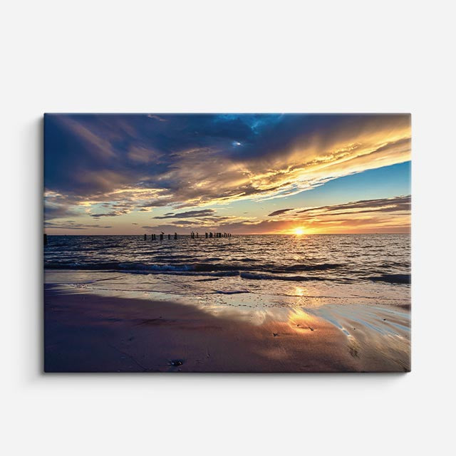 cuadro canvas mar y playa playa atardecer olas suaves horizontal