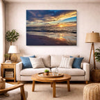 cuadro canvas mar y playa playa atardecer olas suaves horizontal