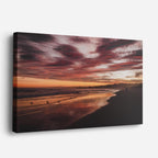 cuadro canvas mar y playa playa arena atardecer naranja horizontal