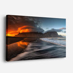 cuadro canvas mar y playa playa rocas atardecer azul naranja horizontal