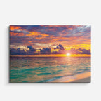 cuadro canvas mar y playa mar abierto atardecer naranja horizontal