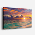 cuadro canvas mar y playa mar abierto atardecer naranja horizontal
