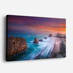 cuadro canvas mar y playa costa rocas atardecer dramático horizontal