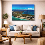 cuadro canvas mar y playa costa turquesa vista aérea horizontal
