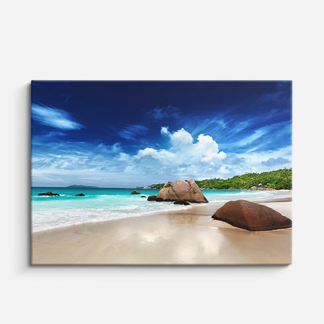 cuadro canvas mar y playa playa rocas arena turquesa horizontal