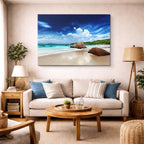 cuadro canvas mar y playa playa rocas arena turquesa horizontal