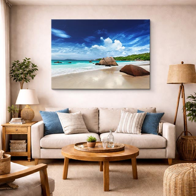 cuadro canvas mar y playa playa rocas arena turquesa horizontal