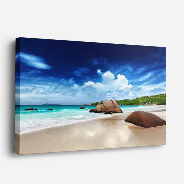 cuadro canvas mar y playa playa rocas arena turquesa horizontal