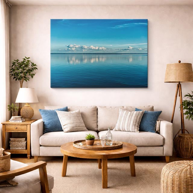 cuadro canvas mar y playa mar calmo cielo azul perfecto horizontal