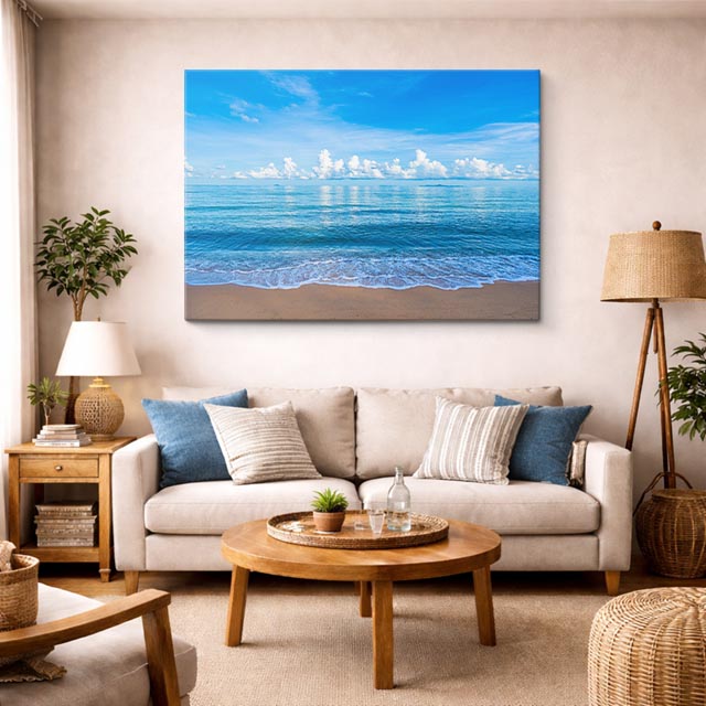 cuadro canvas mar y playa playa arena blanca olas suaves horizontal