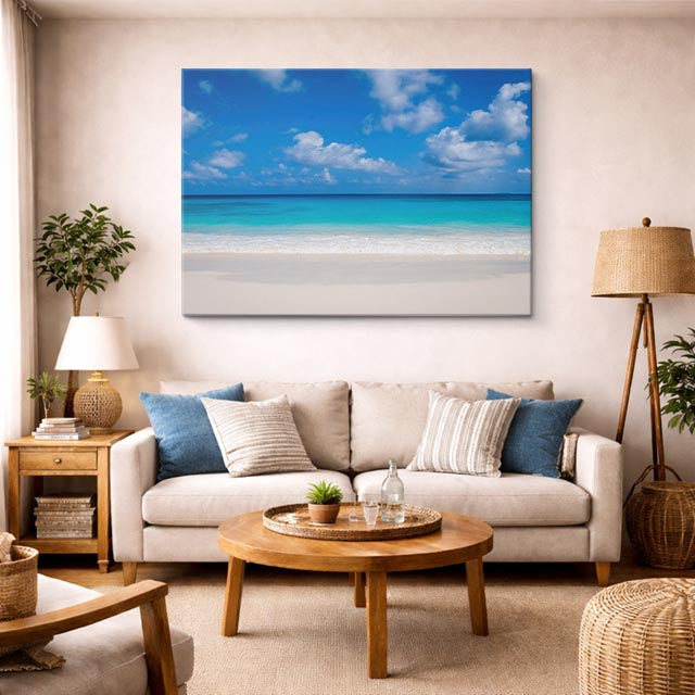 cuadro canvas mar y playa playa arena blanca cielo azul horizontal