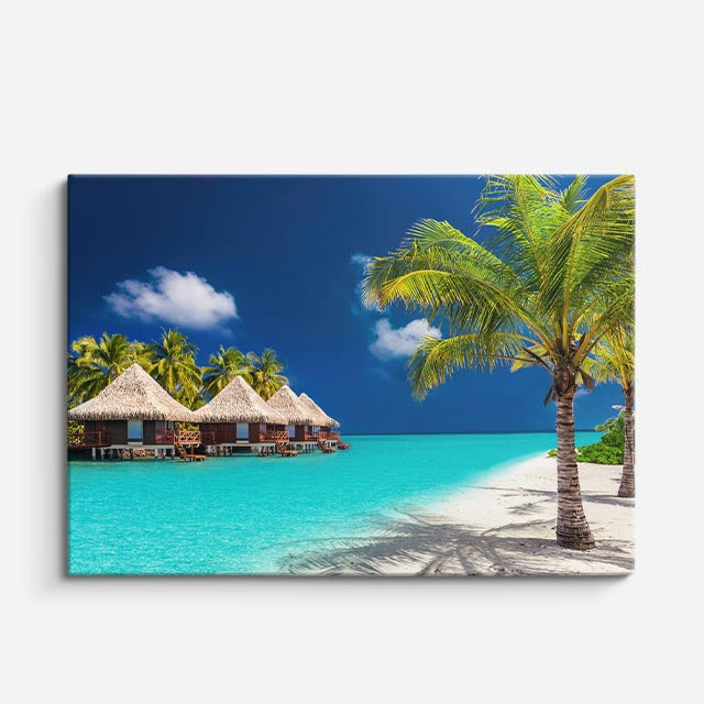 cuadro canvas mar y playa villa palmera mar turquesa horizontal