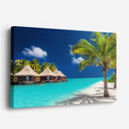 cuadro canvas mar y playa villa palmera mar turquesa horizontal