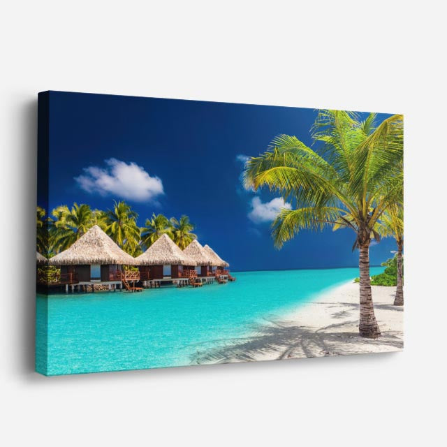 cuadro canvas mar y playa villa palmera mar turquesa horizontal