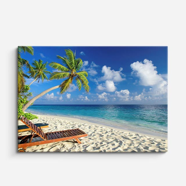cuadro canvas mar y playa playa palmera hamaca turquesa horizontal