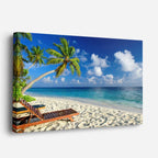 cuadro canvas mar y playa playa palmera hamaca turquesa horizontal