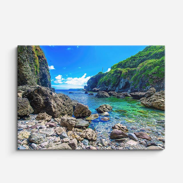 cuadro canvas mar y playa playa rocas tropicales turquesa horizontal