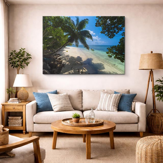 cuadro canvas mar y playa playa palmeras turquesa tropical horizontal