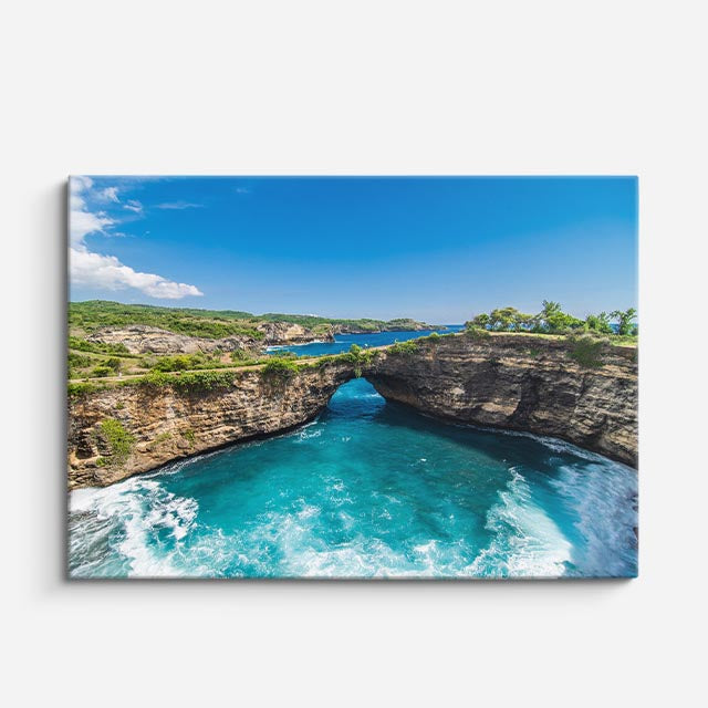 cuadro canvas mar y playa acantilado puente natural turquesa horizontal