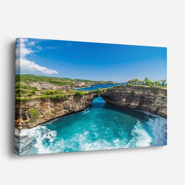 cuadro canvas mar y playa acantilado puente natural turquesa horizontal