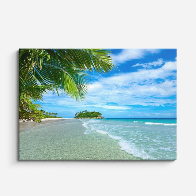cuadro canvas mar y playa camino playa palmeras turquesa horizontal