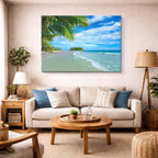 cuadro canvas mar y playa camino playa palmeras turquesa horizontal