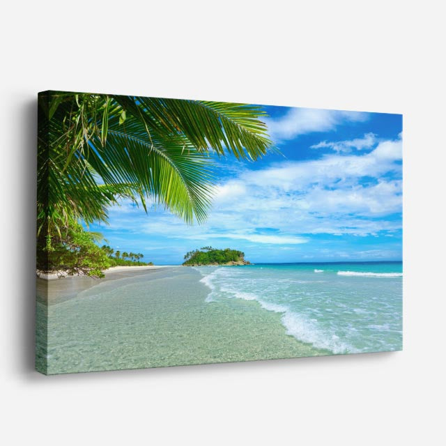 cuadro canvas mar y playa camino playa palmeras turquesa horizontal