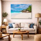 cuadro canvas mar y playa playa tropical arena blanca rocas horizontal