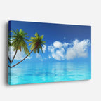cuadro canvas mar y playa palmeras playa turquesa cielo azul horizontal