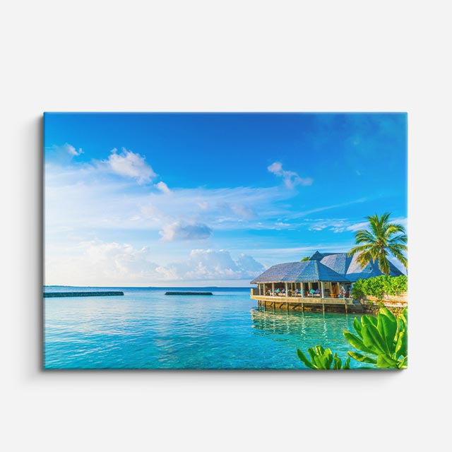 cuadro canvas mar y playa villas agua turquesa tropical horizontal