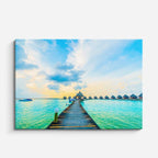 cuadro canvas mar y playa muelle villas agua turquesa horizontal