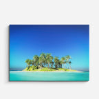 cuadro canvas mar y playa isla solitaria palmeras turquesa horizontal