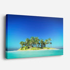 cuadro canvas mar y playa isla solitaria palmeras turquesa horizontal
