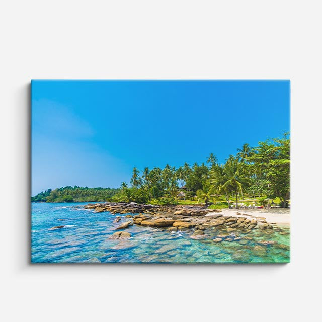 cuadro canvas mar y playa playa tropical palmeras costa horizontal