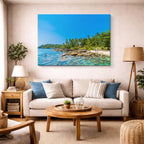 cuadro canvas mar y playa playa tropical palmeras costa horizontal